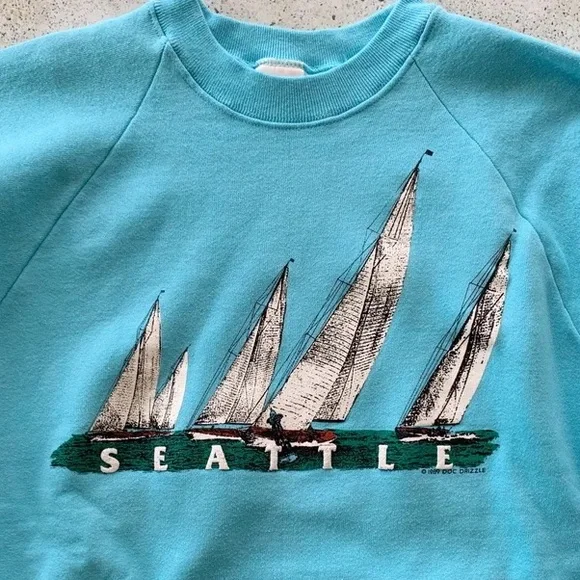 Vintage Blue Seattle Sweatshirt - Picture 3 of 4